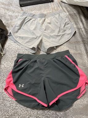 Under Armour Women’s Athletic Shorts — Gray with Pink Trim